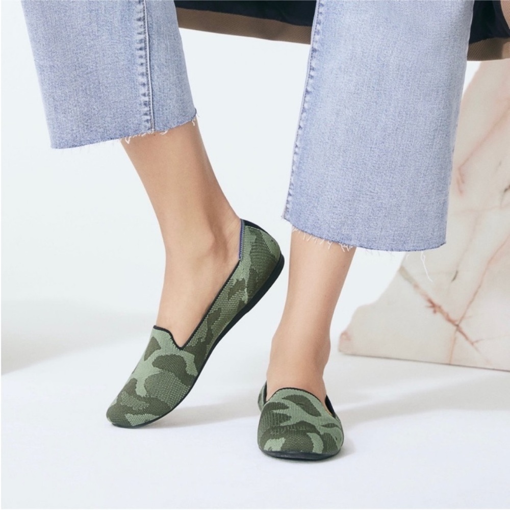 Rothy's the loafer olive green Camouflage Slip-On Shoes flats knit washable